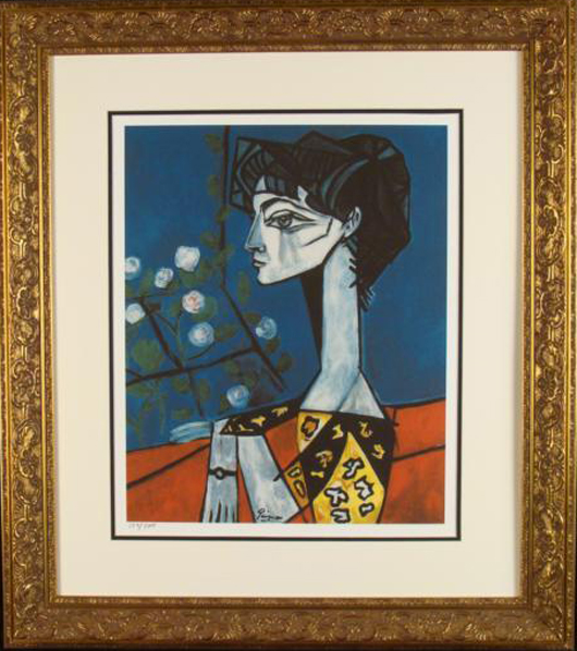 Pablo Picasso Ltd Ed Print Jacqueline With Flowers Est. $1500-$2300 Photo courtesy Universal Live